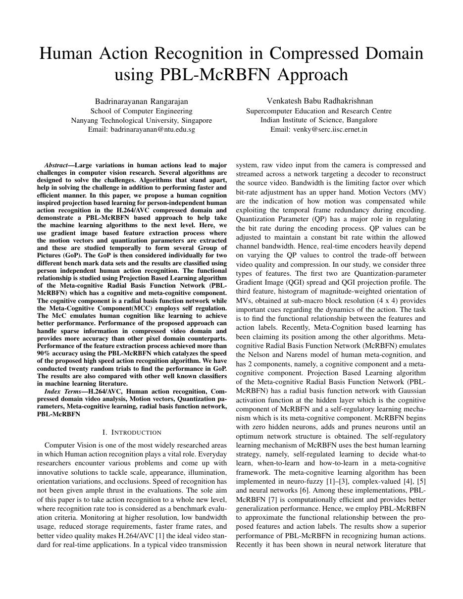 ISSNIP action recognition paper cover